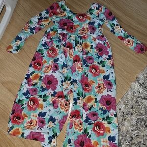 Floral Long Sleeve Kids Romper